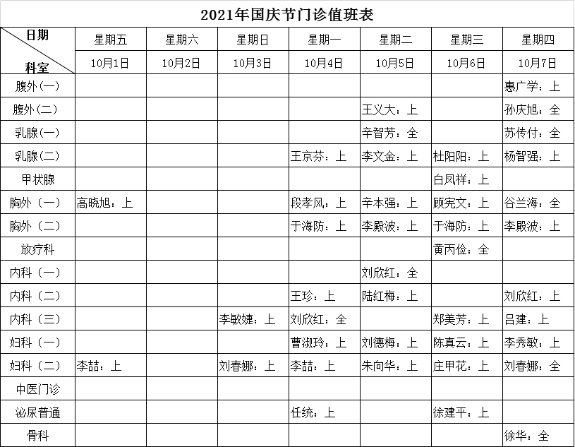 假期不打烊！各大醫(yī)院專家門診排班表來了