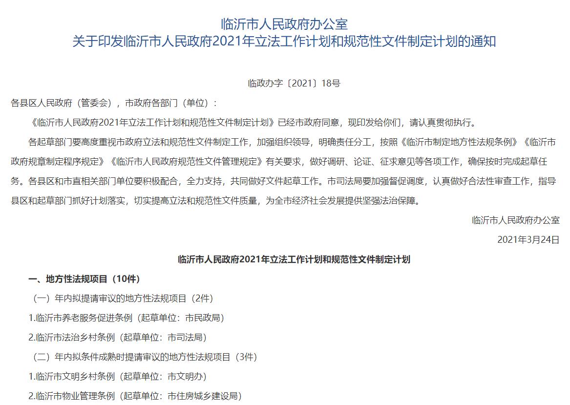 涉及物業(yè)管理、電梯安全、生育保險……臨沂立法工作和規(guī)范性文件制定計劃出爐！